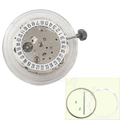 8215 Silver Plated Date At 6  Automatic Mechanical Movement for Miyota/Citizen