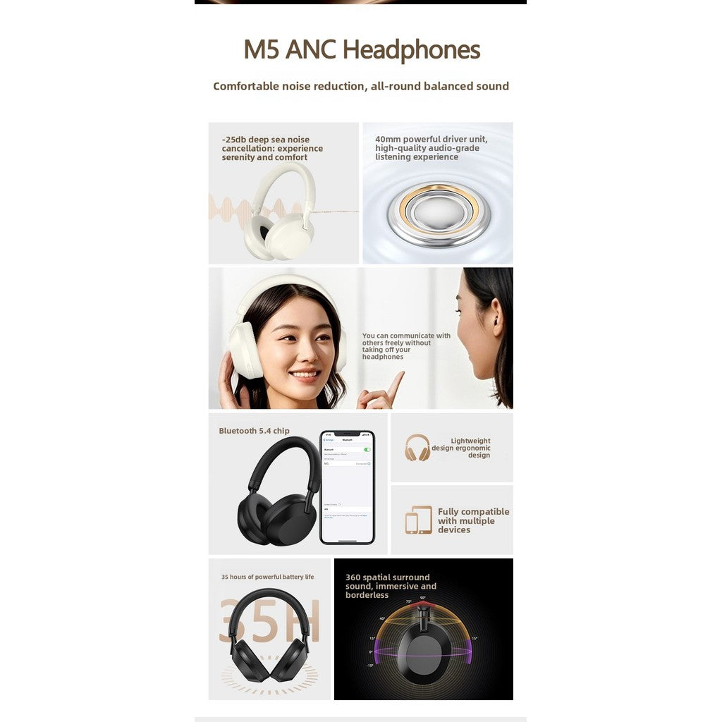 Headset Bluetooth headset M5 wireless ANC noise reduction stereo game dedicated