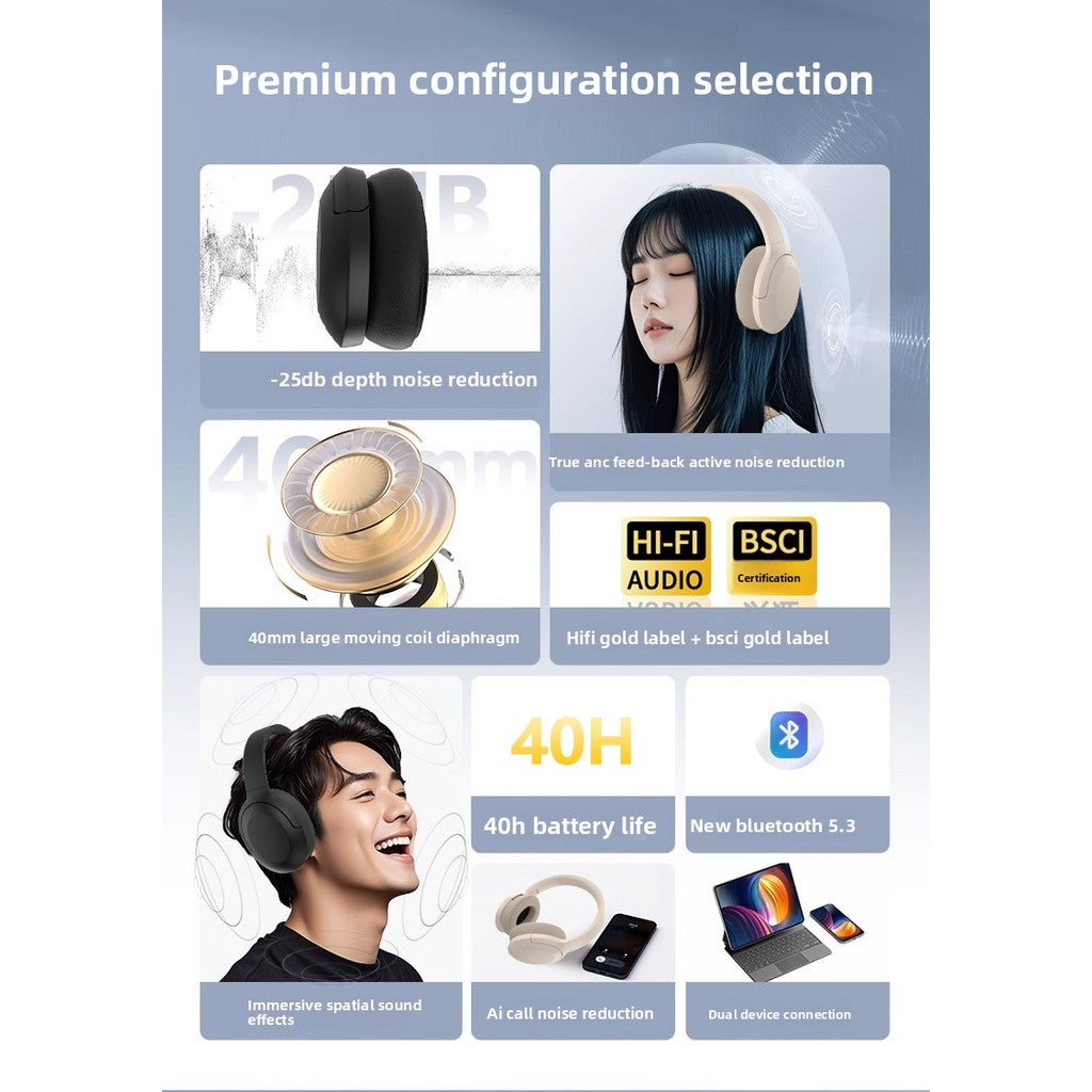 P3965 Active Noise Cancelling Bluetooth Headset Wireless Headset ANC Foldable