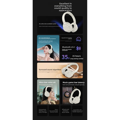 Head-mounted Bluetooth headset, wireless noise reduction headset, long standby for computer e-sports games