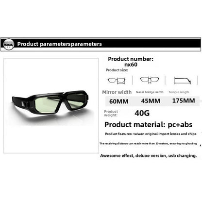 Compatible new Bluetooth Active Shutter 3D Eye Ytterbium for  SonyHW69/49ESJVC7890RB/5880 4K Projector