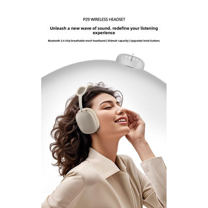 P29MAX Wireless Bluetooth Headset, Wired, Extra Long Battery Life, Type-C, Magnetic Earmuffs, Mesh Head Arch, Knob Button