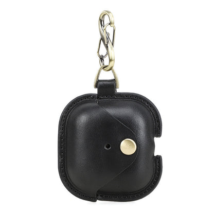 Applicable to the new airpods4 cowhide earphone cover, snap buckle all-inclusive anti-drop Apple 4th generation Bluetooth earphone cover.