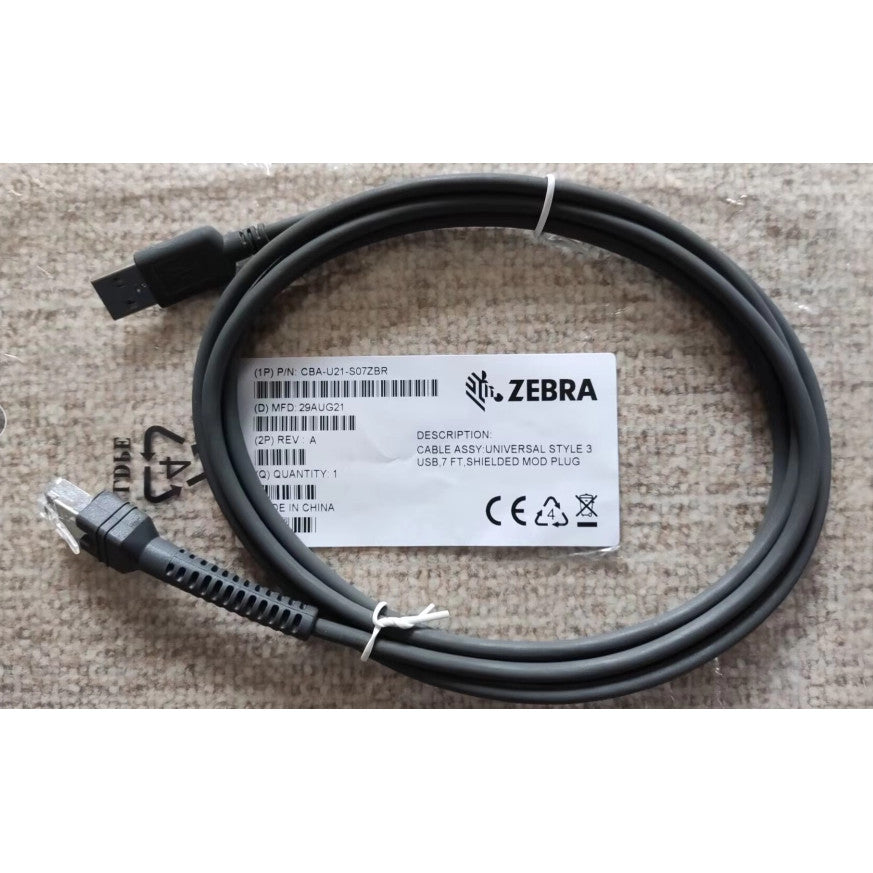USB Cable 7ft 2M for Symbol Zebra Barcode Scanner  CBA-U25-S09ZAR