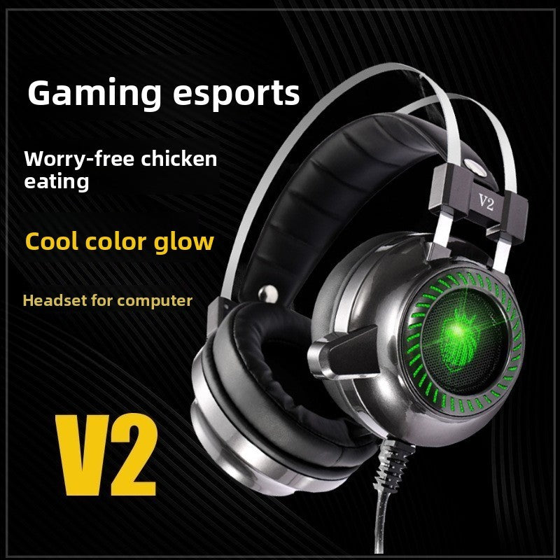 V2 Headset 7.1 Channel Internet Cafe Esports PUBG Luminous Wired Gaming Headset