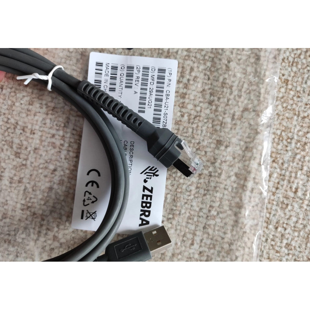 USB Cable 7ft 2M for Symbol Zebra Barcode Scanner  CBA-U25-S09ZAR