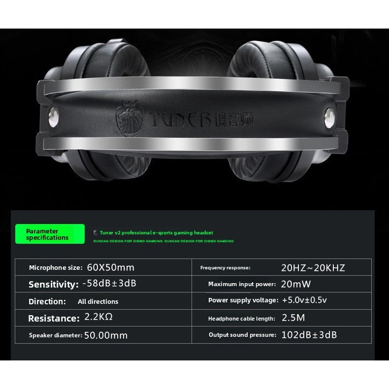 V2 Headset 7.1 Channel Internet Cafe Esports PUBG Luminous Wired Gaming Headset