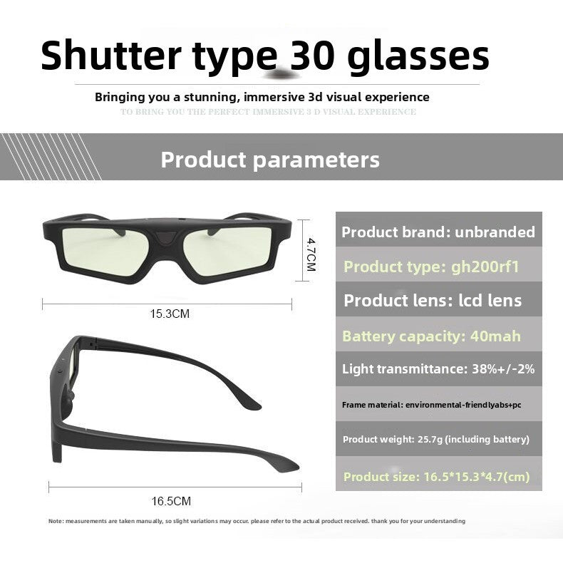 Suitable for Active Shutter Bluetooth 3D Glasses for Epson TW5700TX/7000/7400 Sony HW79es