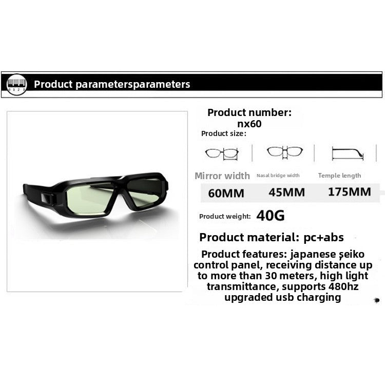 3D Active Shutter Glasses for Epson TW5700/5800/7400/7000/6700 Projectors